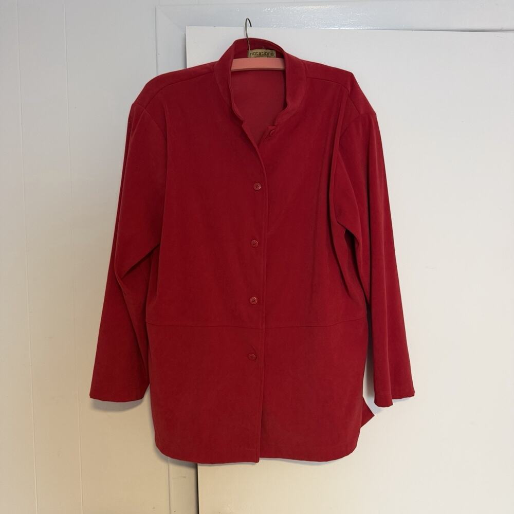 Notations Women's Long Sleeve Button-Front Red Business Shirt Size M